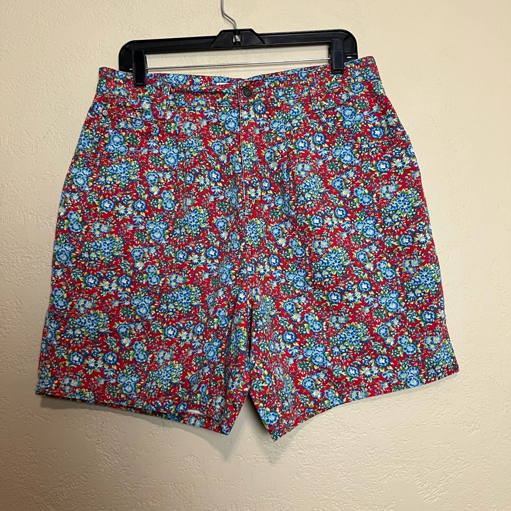 Vintage Cherokee women moms high rise front‎ pleated floral multicolor shorts 14 - Picture 14 of 16